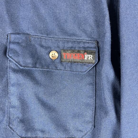 Tecgen FR Shirt Mens XL Blue Button Down Flame Resistant ATPV 8.0 Workwear - Picture 5 of 16